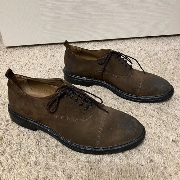BARNEYS NEW YORK Oxfords ROUGH OUT LEATHER Brown - Sz 10 M Made in Italy main image 6